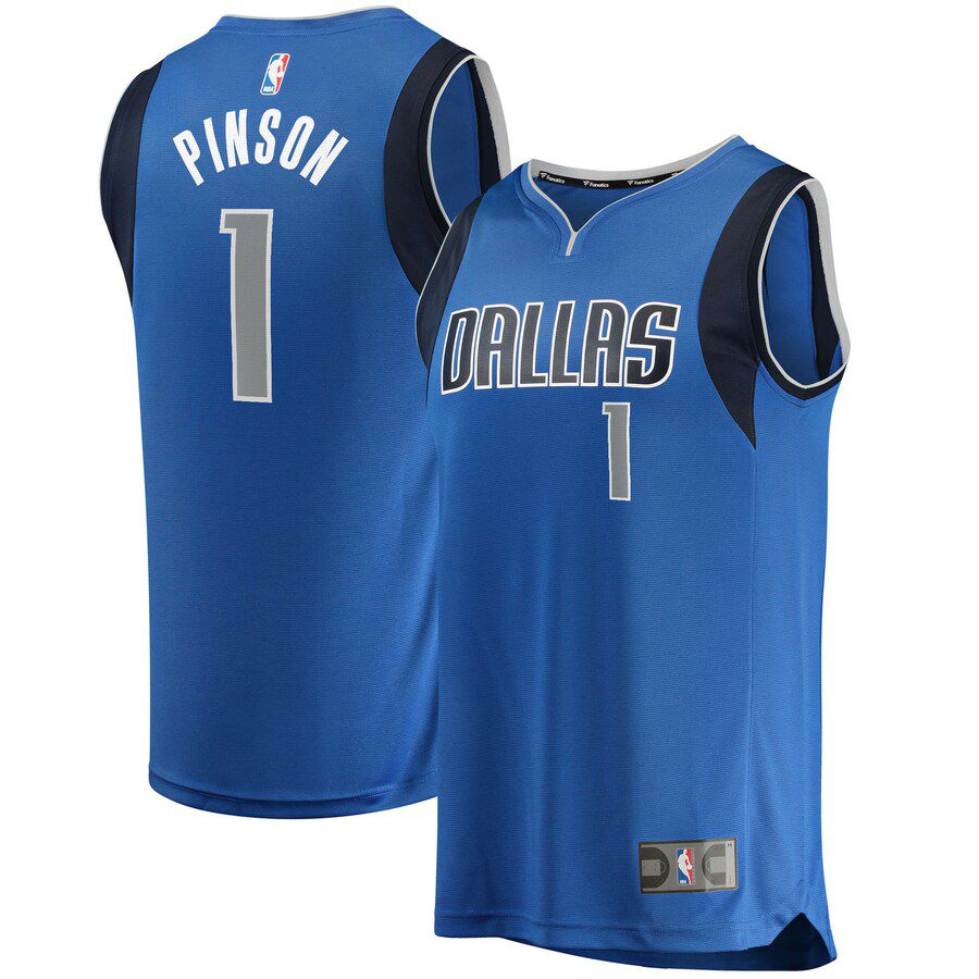 Men Dallas Mavericks #1 Theo Pinson Fanatics Branded Blue Fast Break Replica NBA Jersey->->NBA Jersey